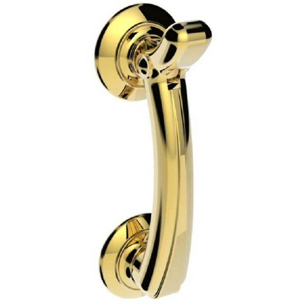 Victorian Bow Door Knocker On Rose 95Mm Fixing Centres Polished Brass 5056492580181