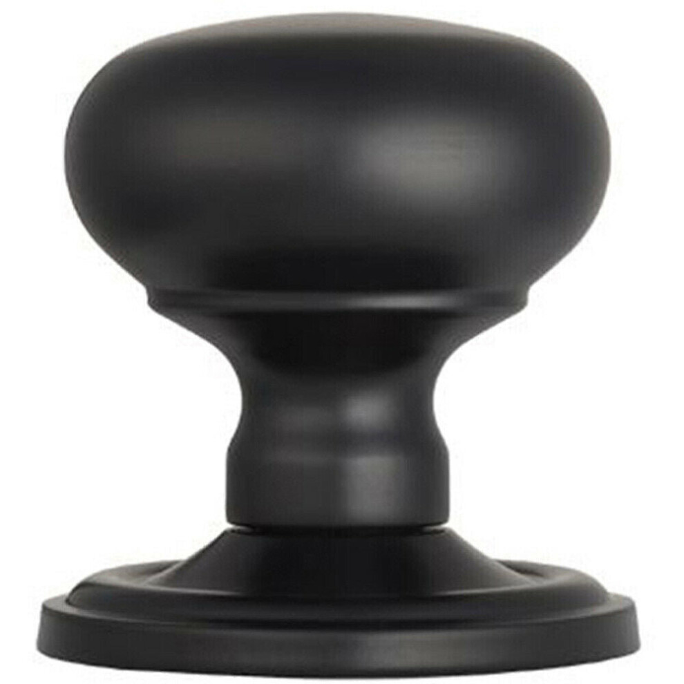 PAIR Mushroom Mortice Door Knob 59mm Dia Concealed Rose Matt Black