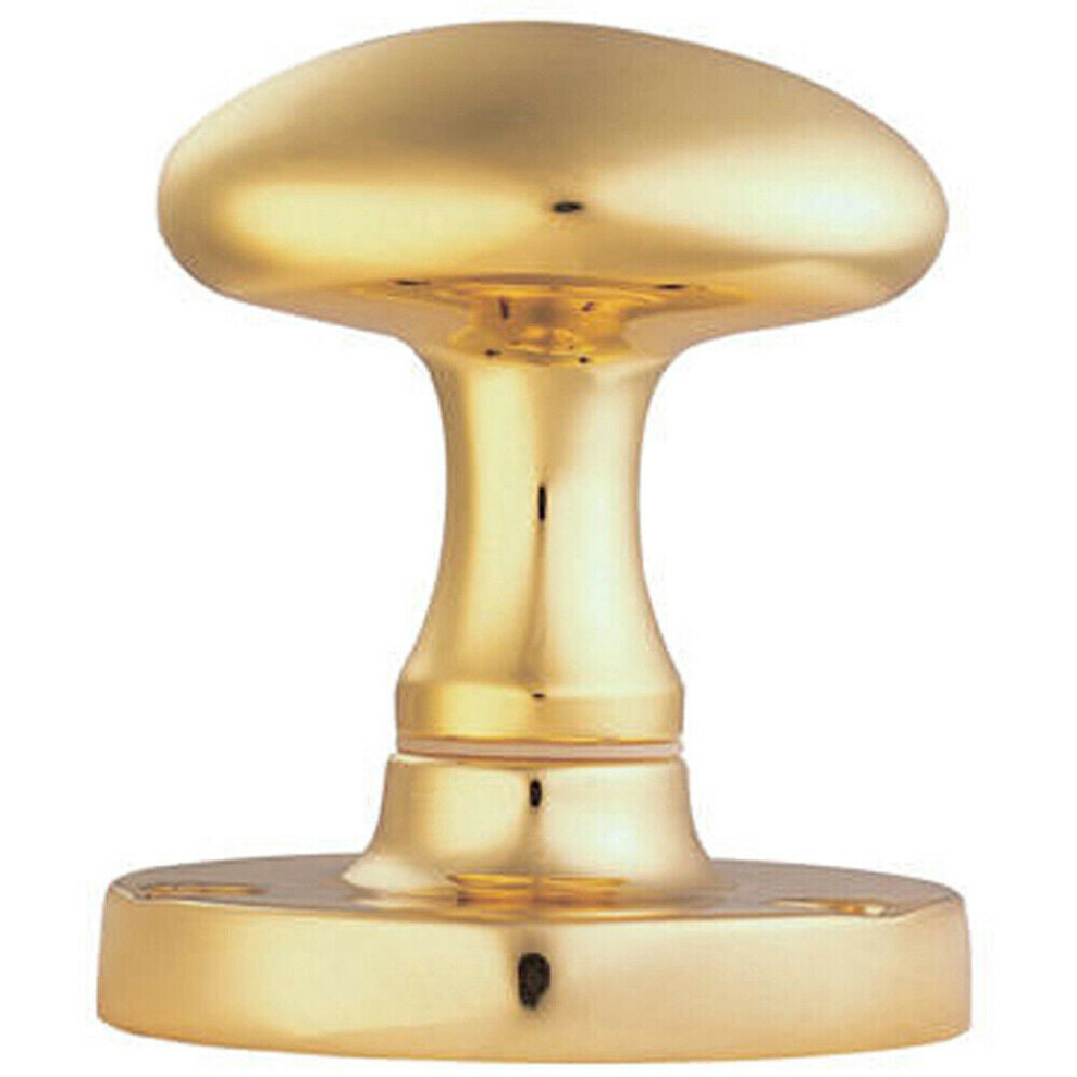 Pair Large Oval Mortice Door Knob 61Mm Diameter Polished Brass Door Handle 5056492580044