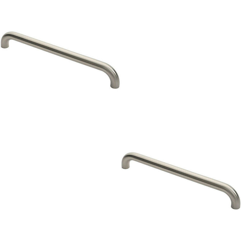 2X Round D Bar Pull Handle 480 X 30Mm 450Mm Fixing Centres Satin Steel 5056492598537