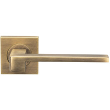 PAIR Flat Squared Bar Handle on Square Rose Concealed Fix Antique Brass