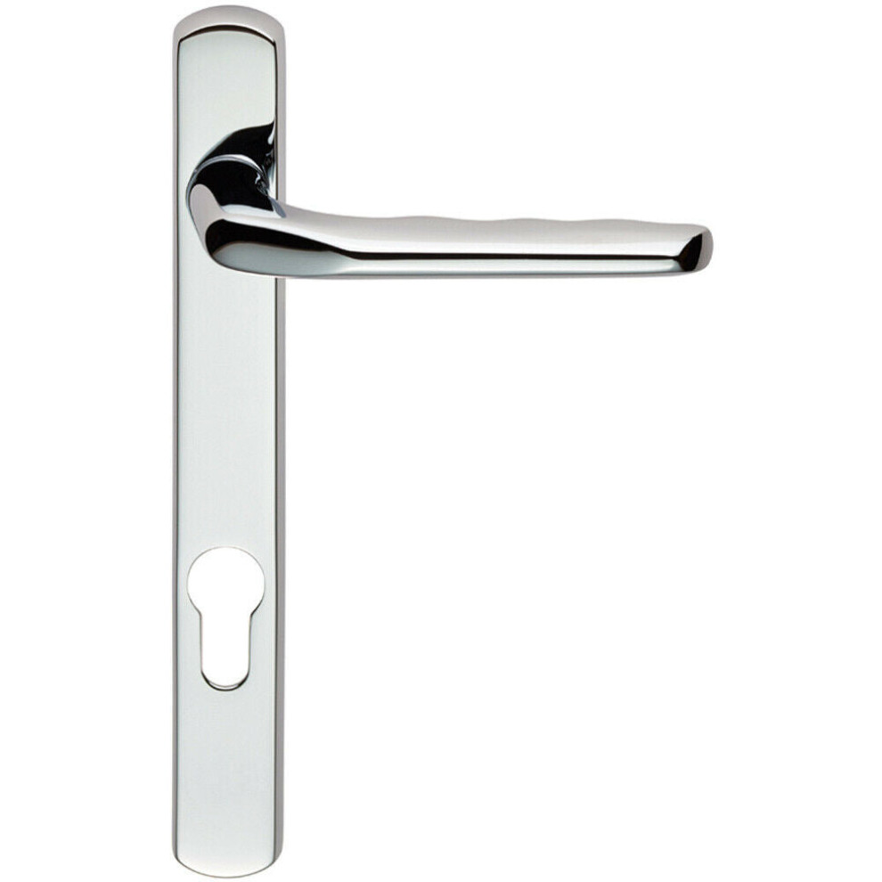 Straight Lever Door Handle On Lock Backplate Polished Chrome 208Mm X 26Mm 5056492583809