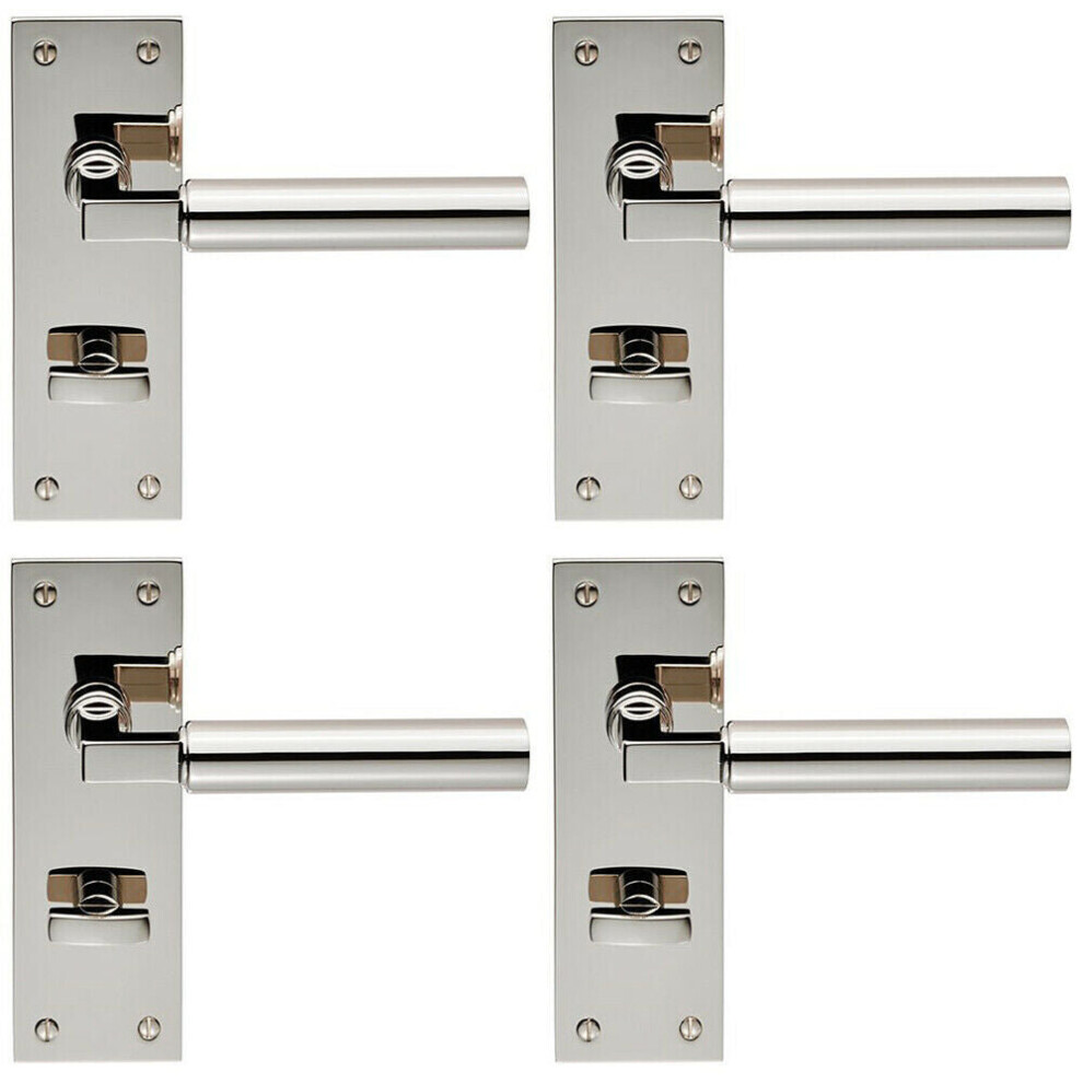 4x PAIR Round Bar Handle On Slim Bathroom Backplate 150 X 50mm Polished Nickel