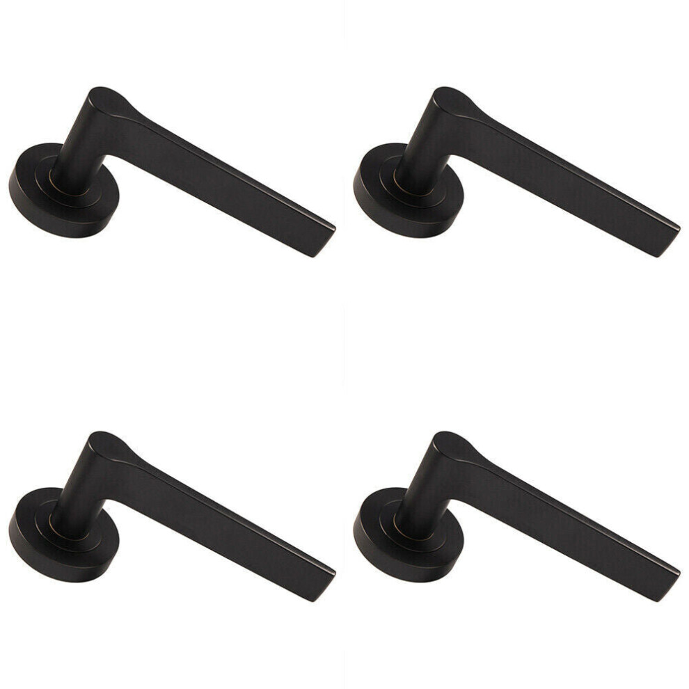 Loops 4X Pair Straight Rounded Handle On Round Rose Concealed Fix Matt Black