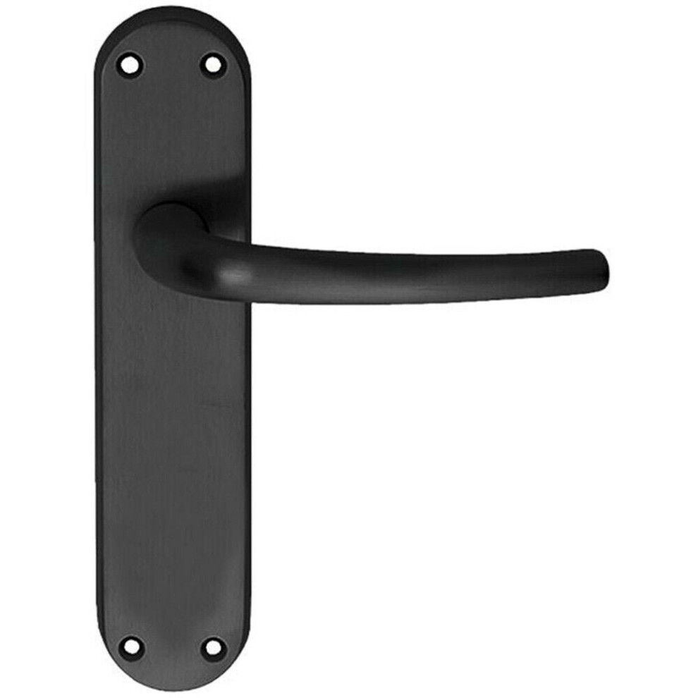Loops Pair Slim Round Bar Handle On Shaped Latch Backplate 185 X 40Mm Matt Black