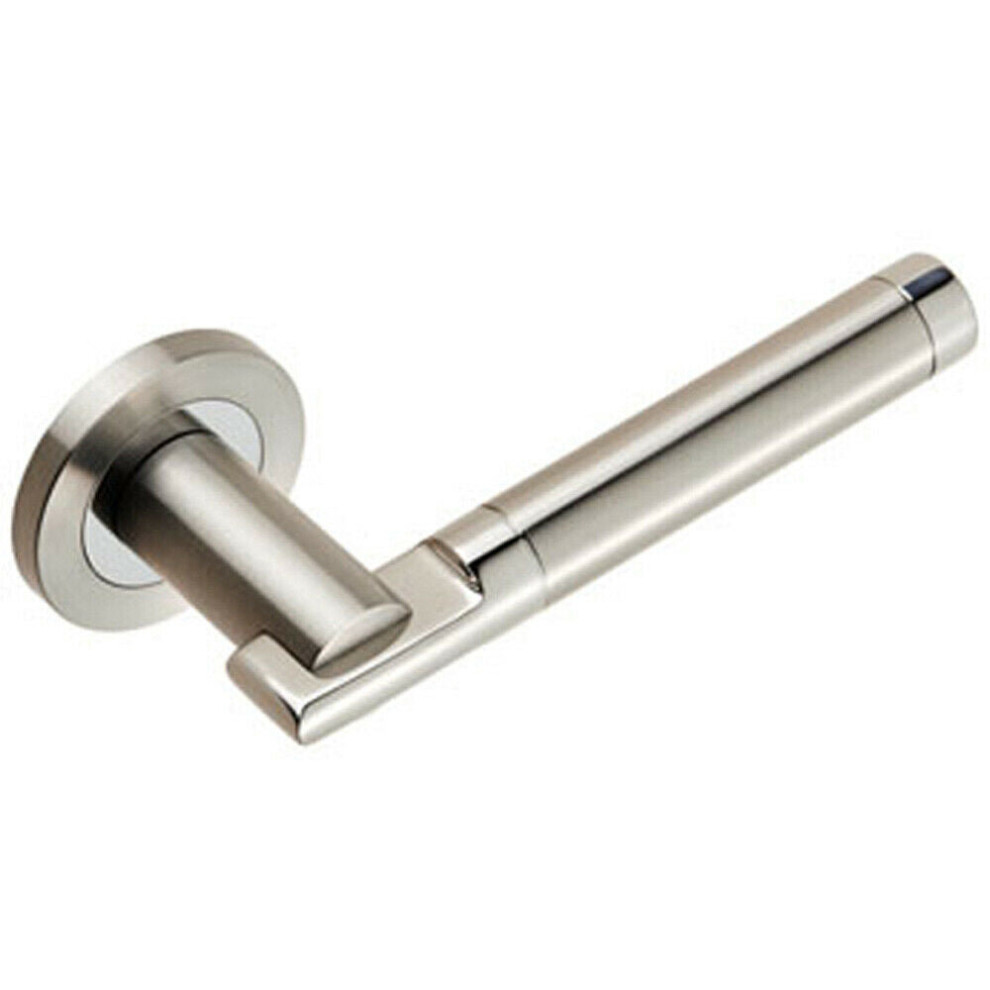 Loops Pair Round Bar Handle On 52Mm Round Rose Concealed Fix Polished Satin Steel