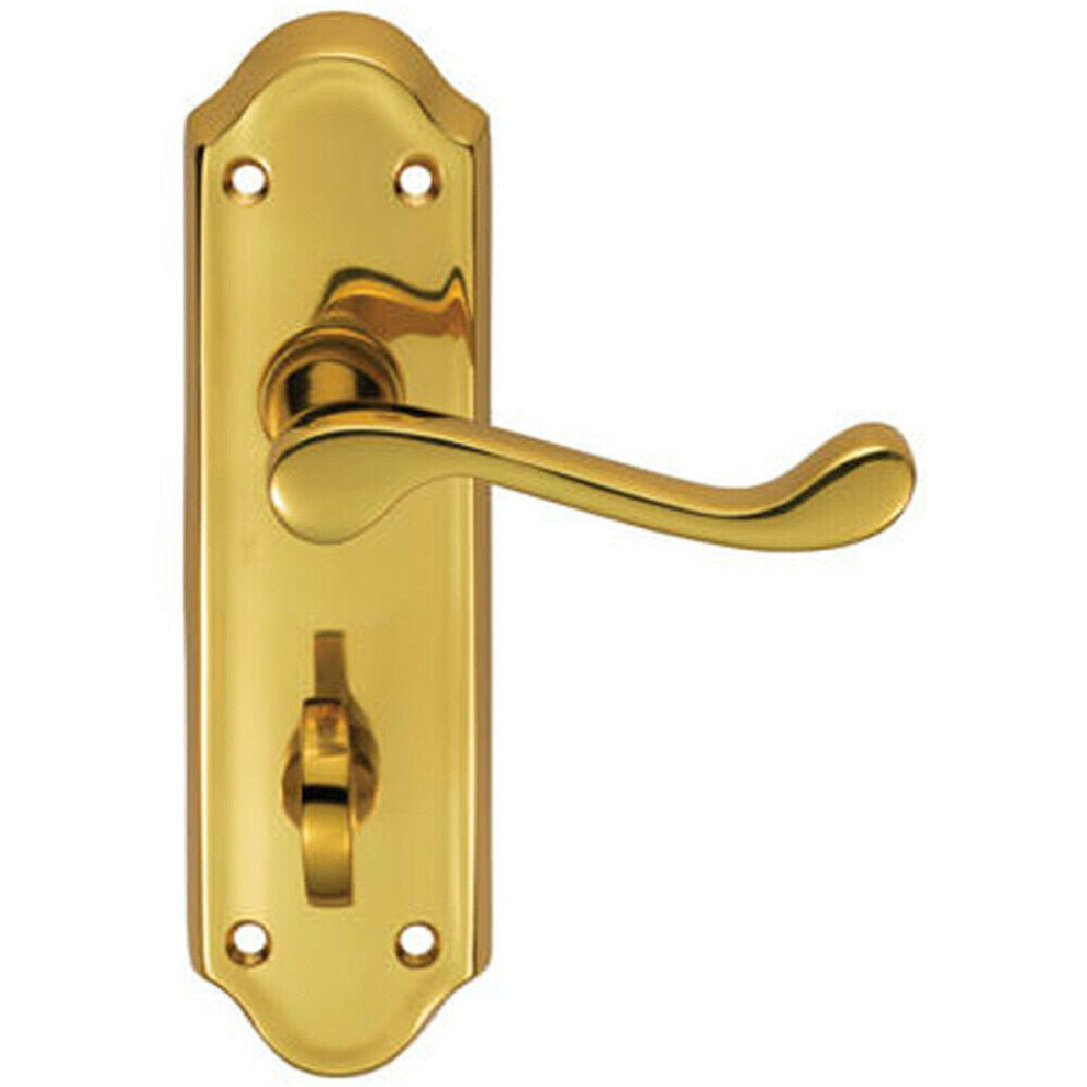 Pair Victorian Upturned Lever On Bathroom Backplate 168 X 47Mm Polished Brass 5056492579673