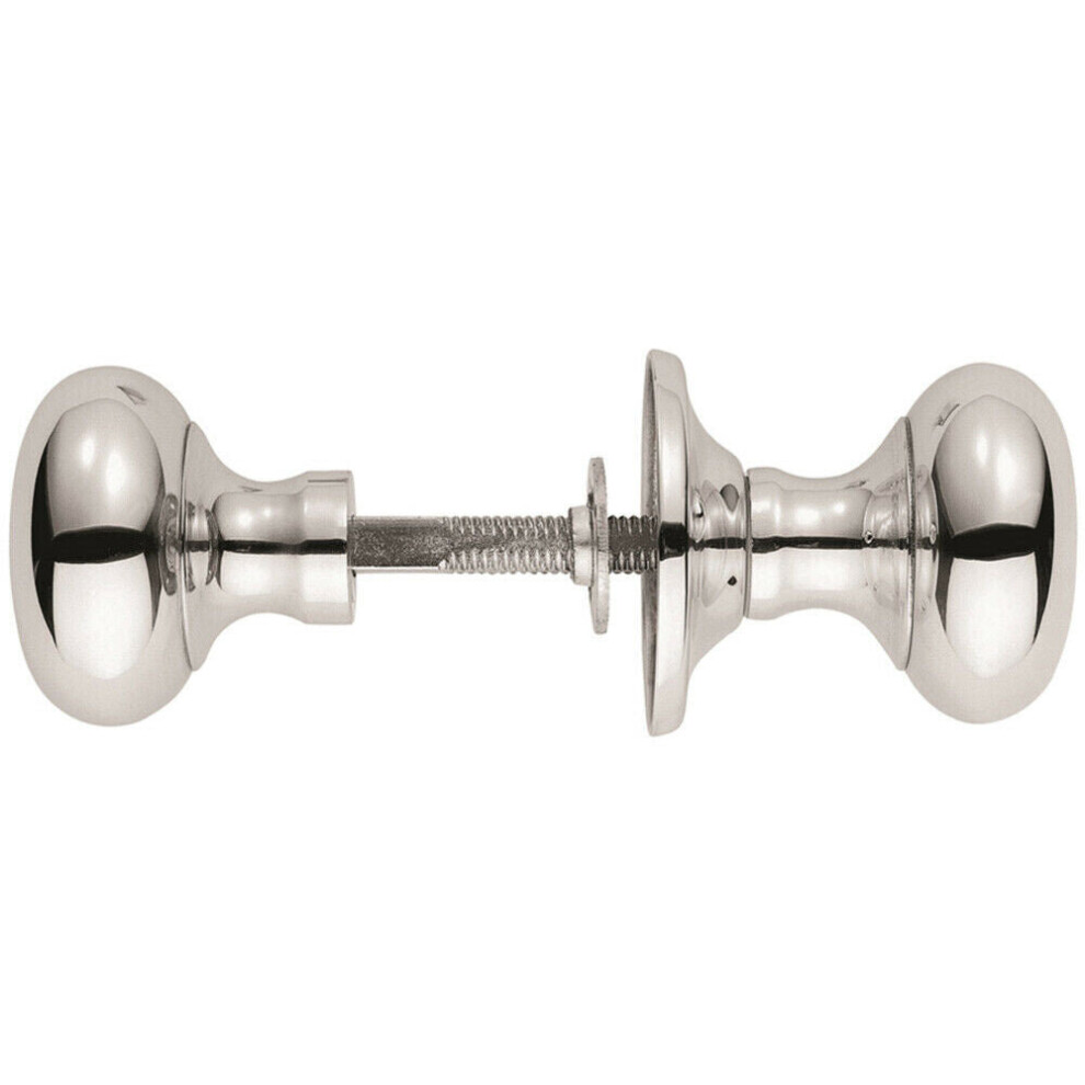 Pair Large Mushroom Rimmed Mortice Door Knob 53Mm Diameter Polished Chrome 5056492579895