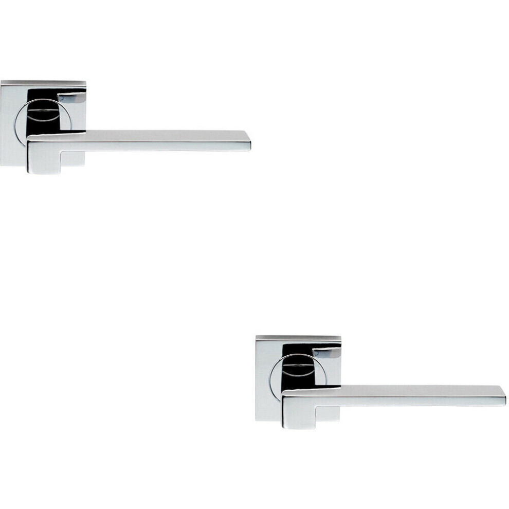 2X Pair Flat Squared Bar Handle On Square Rose Concealed Fix Polished Chrome 5056492596908
