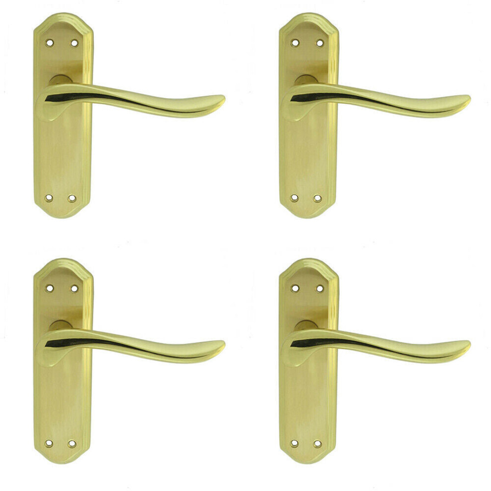 Loops 4X Pair Curved Lever On Sculpted Latch Backplate 180 X 48Mm Satin/Polished Brass