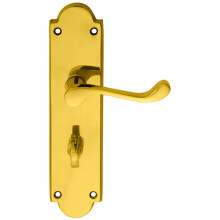 PAIR Victorian Scroll Handle on Bathroom Backplate 205 x 49mm Polished Brass
