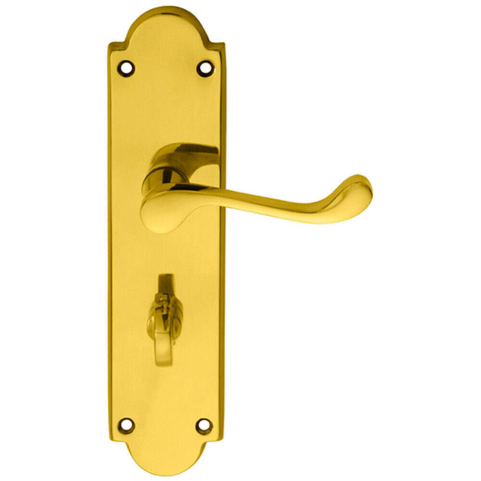 Loops Unisex Metallics Pair Victorian Scroll Handle On Bathroom Backplate 205 X 49Mm Polished Brass In - Image 2