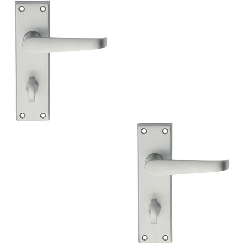 2X Pair Straight Victorian Handle On Bathroom Backplate 150 X 43Mm Satin Chrome 5056492596618