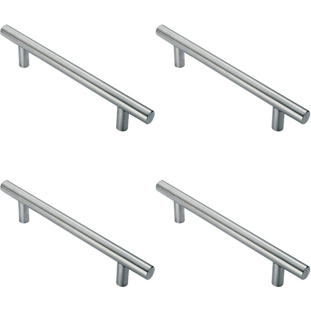 4X 25Mm Straight T Bar Pull Handle 300Mm Fixing Centres Satin Stainless Steel