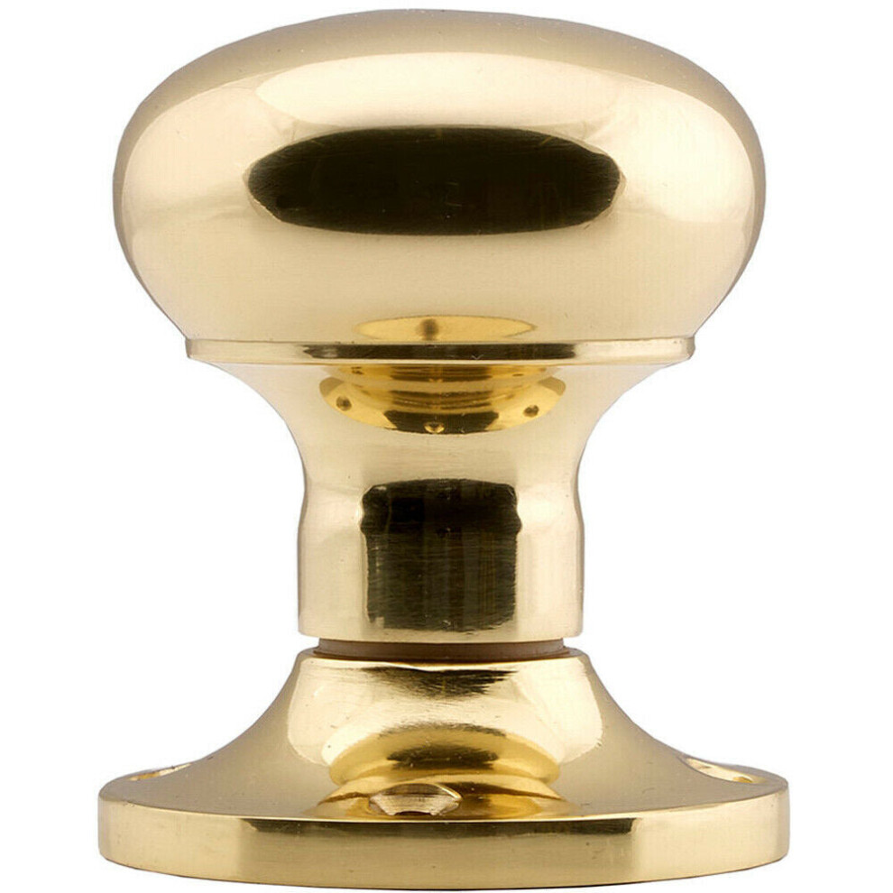 PAIR Mushroom Mortice Door Knob Unsprung 52mm Diameter Polished Brass