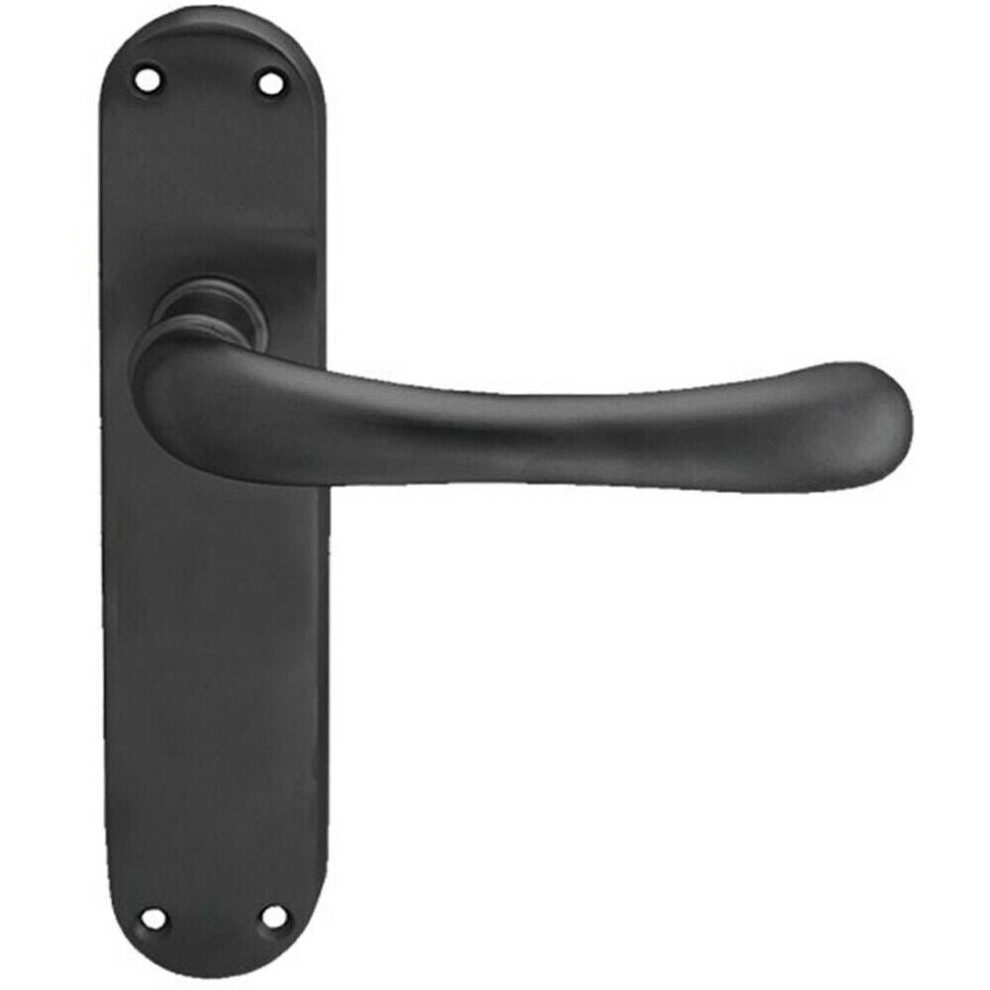 Pair Smooth Rounded Handle On Shaped Latch Backplate 185 X 42Mm Matt Black 5056492584264
