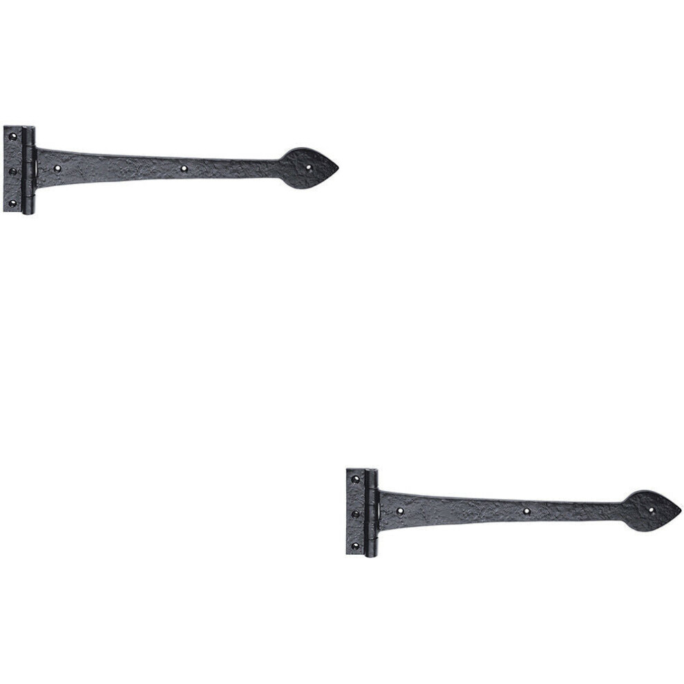 2 xPAIR 430 x 102mm Ornate T Hinge Black Antique Internal Decorative Door Hinge