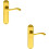 Loops 2x PAIR Curved Handle on Chamfered Latch Backplate 180 x 40mm Polished Brass 1