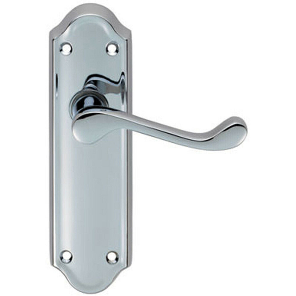 Pair Victorian Upturned Handle On Latch Backplate 168 X 47Mm Polished Chrome 5056492579666
