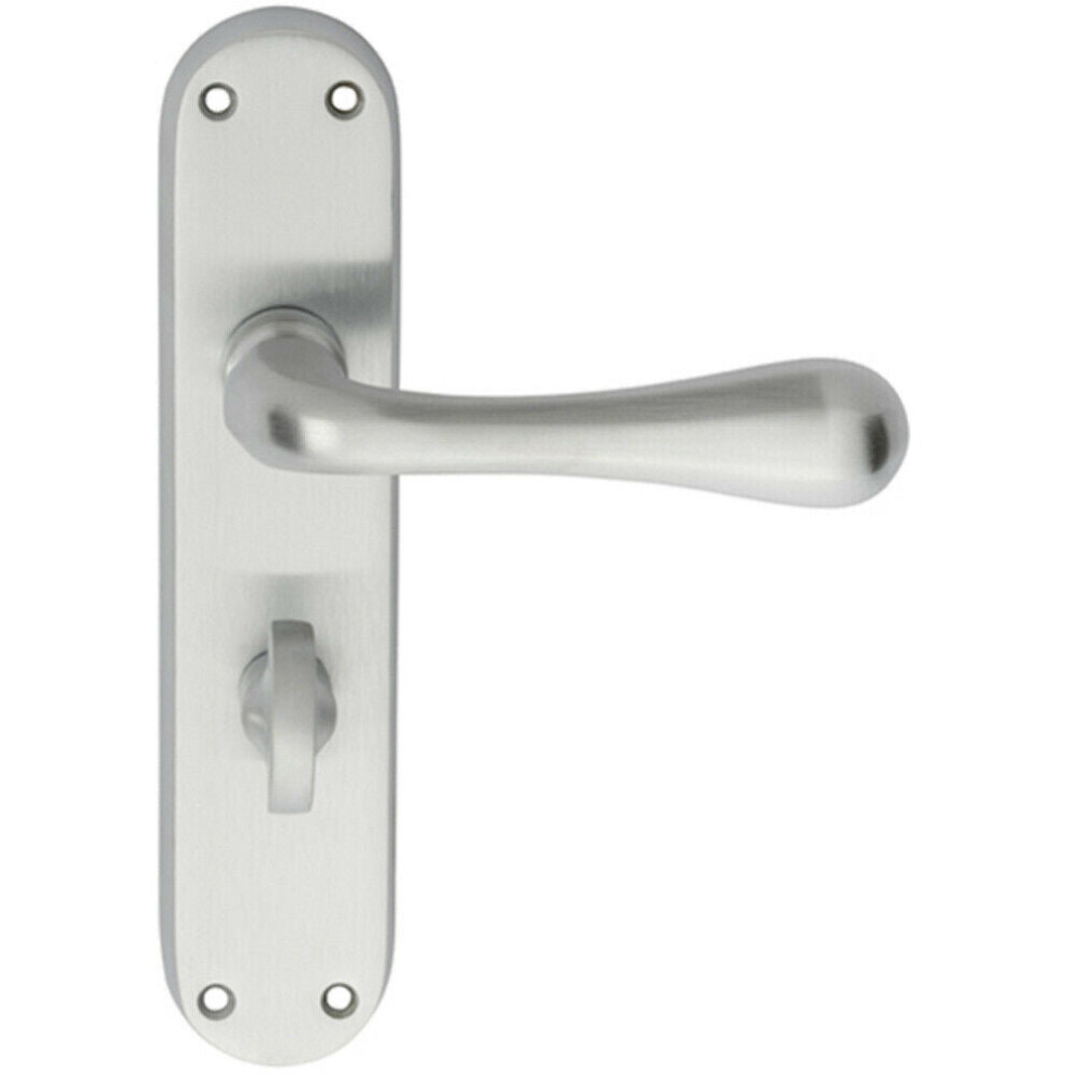 PAIR Smooth Round Bar Handle on Bathroom Backplate 185 x 40mm Satin Chrome