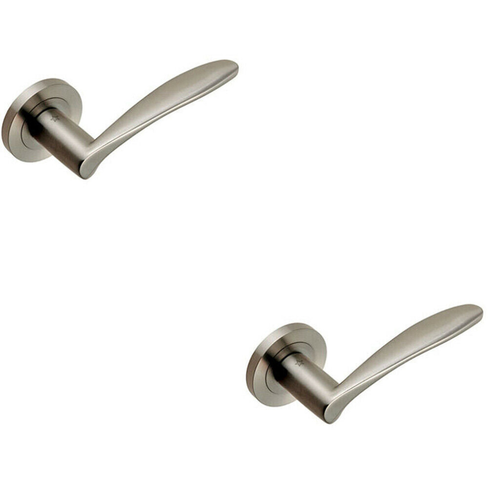 Loops 2X Pair Angular Design Curved Handle Concealed Fix Round Rose Satin Steel Size 2