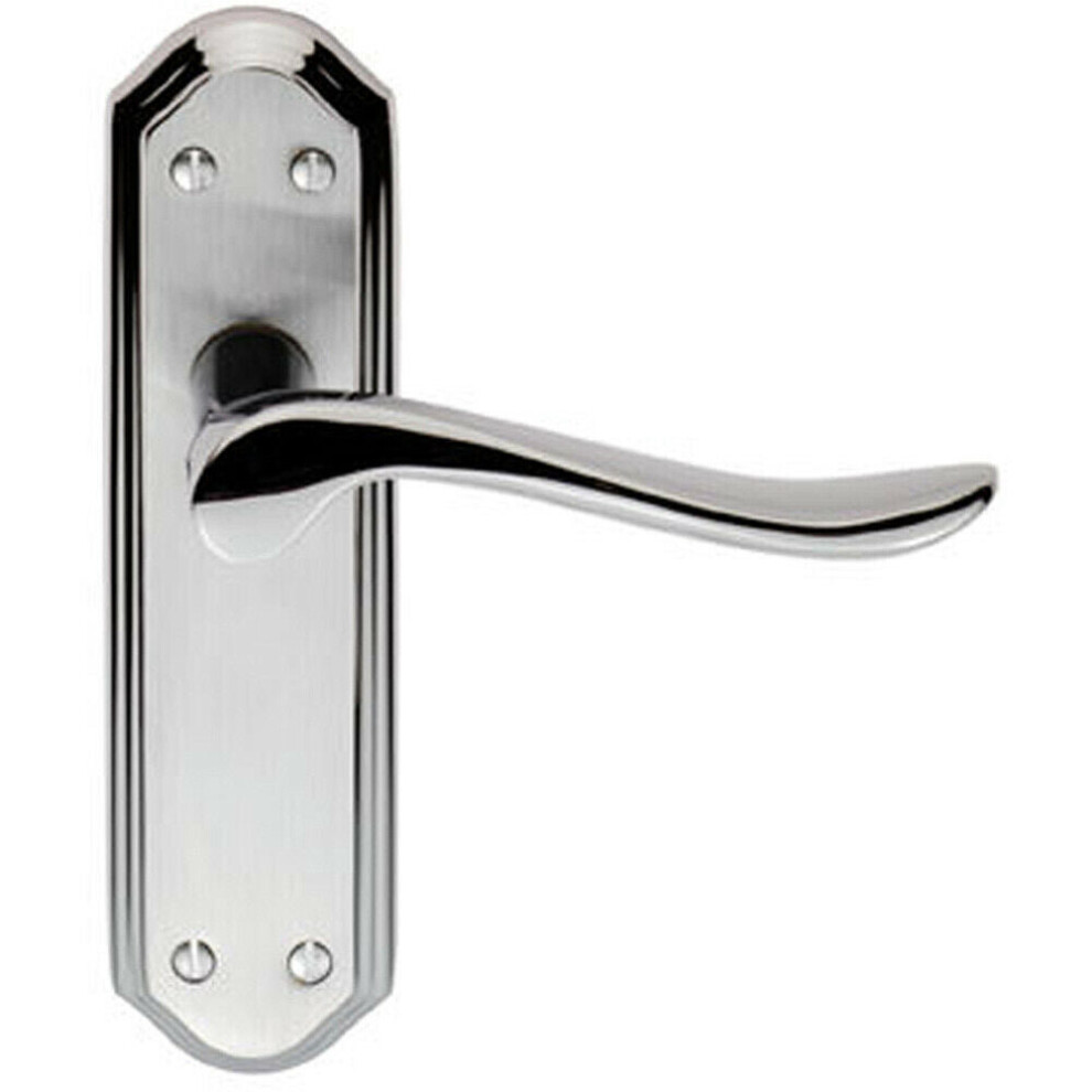 Loops Pair Curved Lever On Sculpted Latch Backplate 180 X 48Mm Satin/Polished Chrome