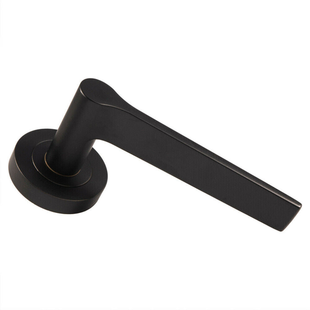 Loops Pair Straight Rounded Handle On Round Rose Concealed Fix Matt Black