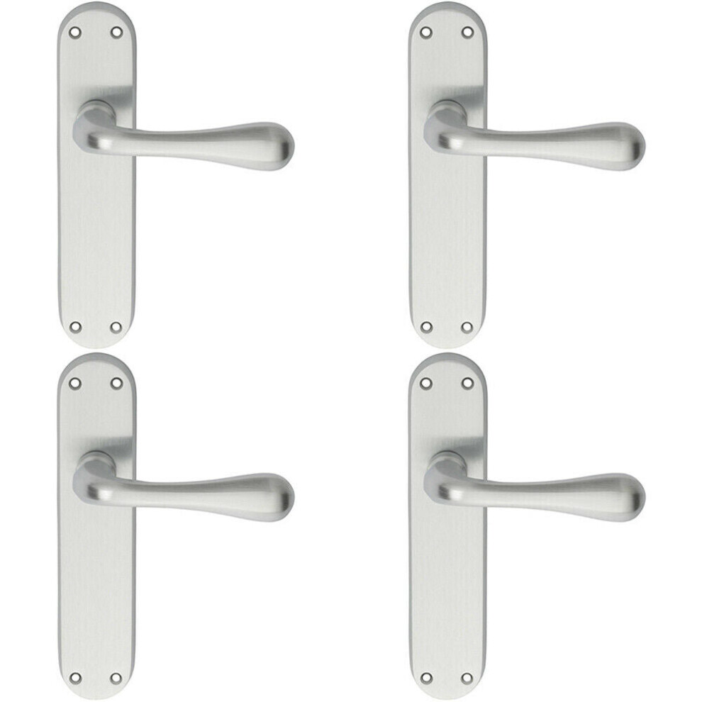 Loops 4X Pair Smooth Round Bar Handle On Latch Backplate 185 X 40Mm Satin Chrome