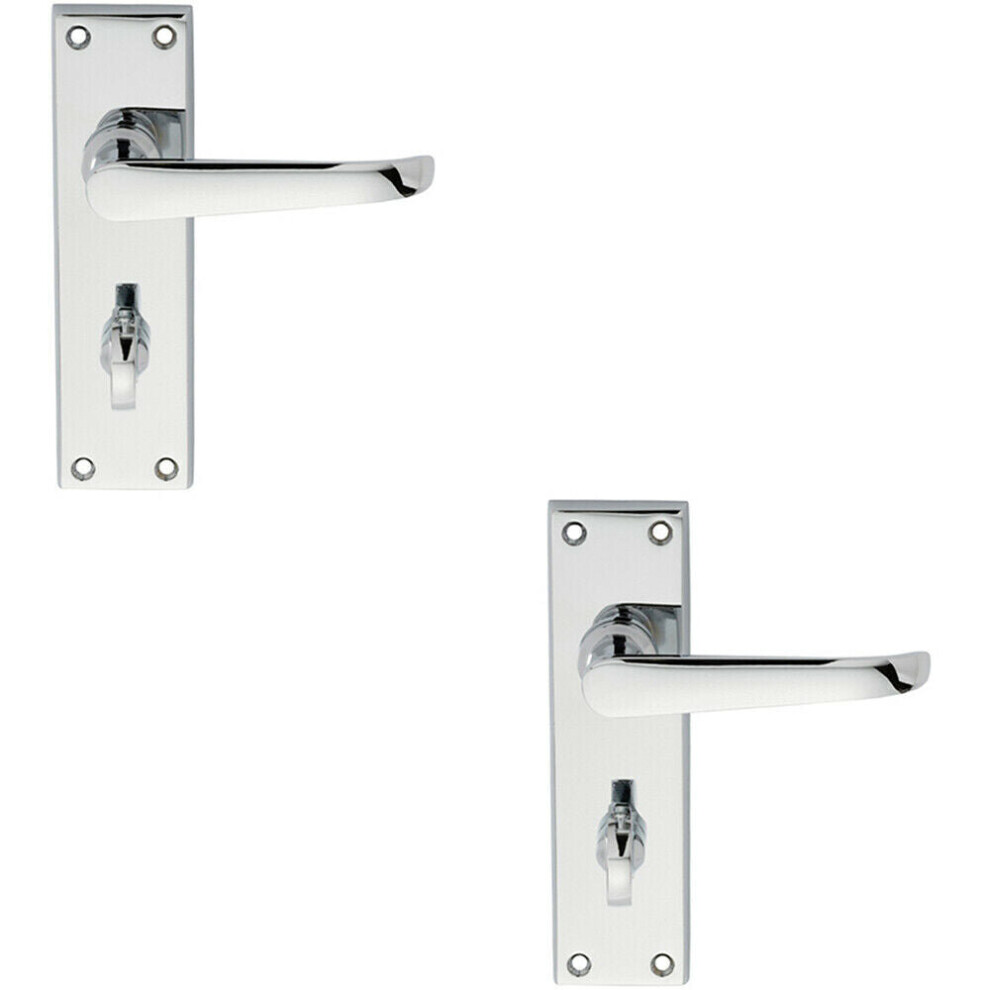 2X Pair Straight Victorian Lever On Bathroom Backplate 150 X 42Mm Chrome