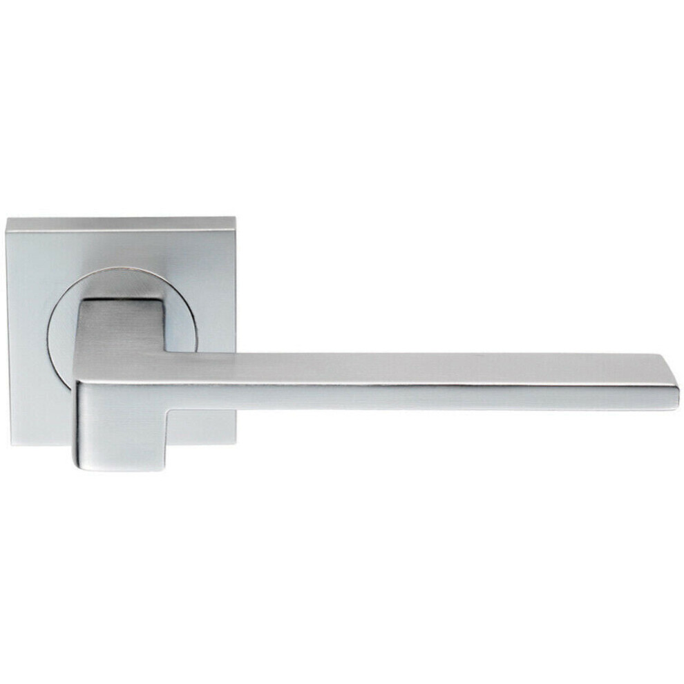 Loops Pair Flat Squared Bar Handle On Square Rose Concealed Fix Satin Chrome