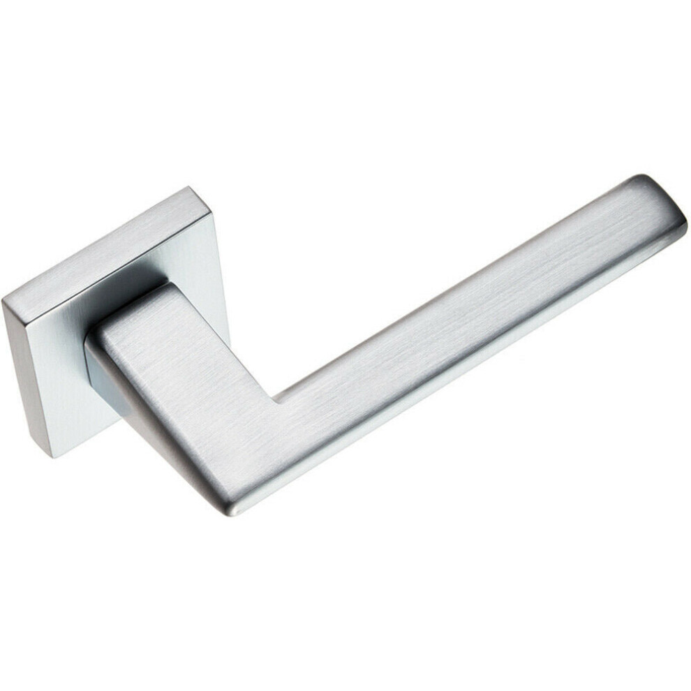 PAIR Modern Flat Bar Handle on Square Rose Concealed Fix Satin Chrome