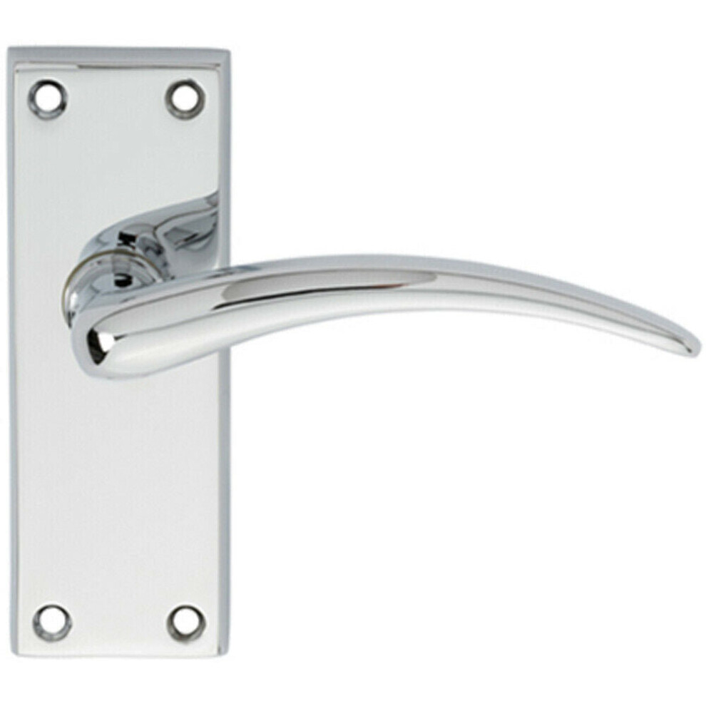 Pair Slim Arched Door Handle On Latch Backplate 150 X 43Mm Polished Chrome 5056492580150