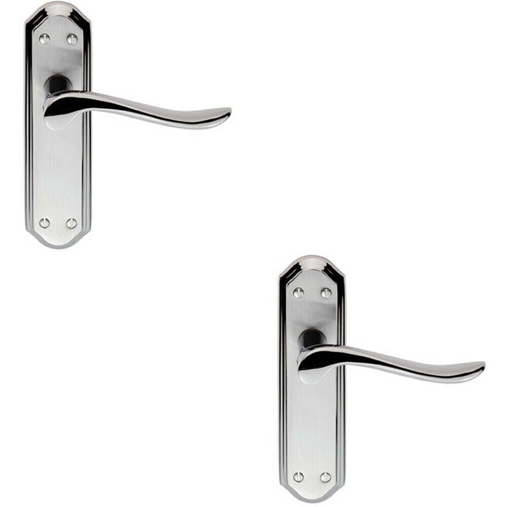 Loops 2X Pair Curved Lever On Sculpted Latch Backplate 180 X 48Mm Dual Chrome