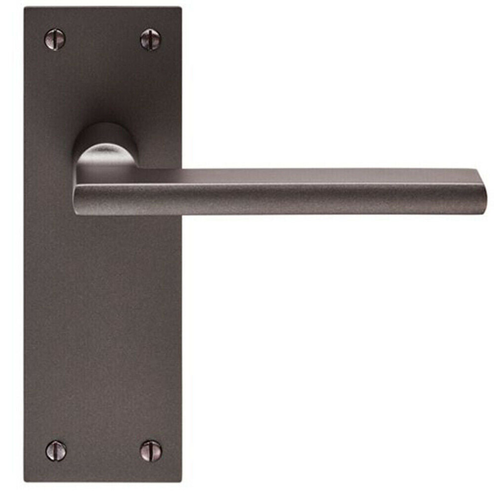 PAIR Straight Bar Handle on Slim Latch Backplate 150 x 50mm Matt Bronze