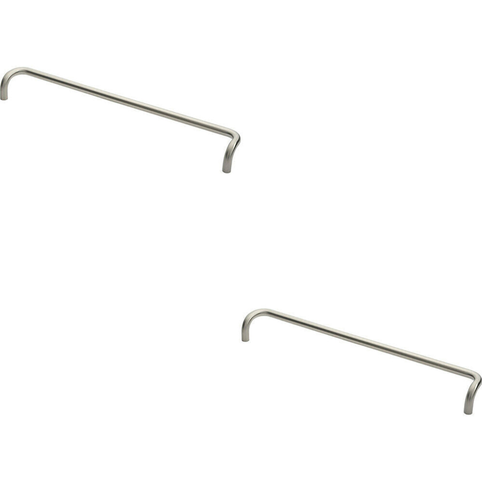 2X Cranked Door Pull Handle 19Mm Dia 600Mm Fixing Centres Satin Steel