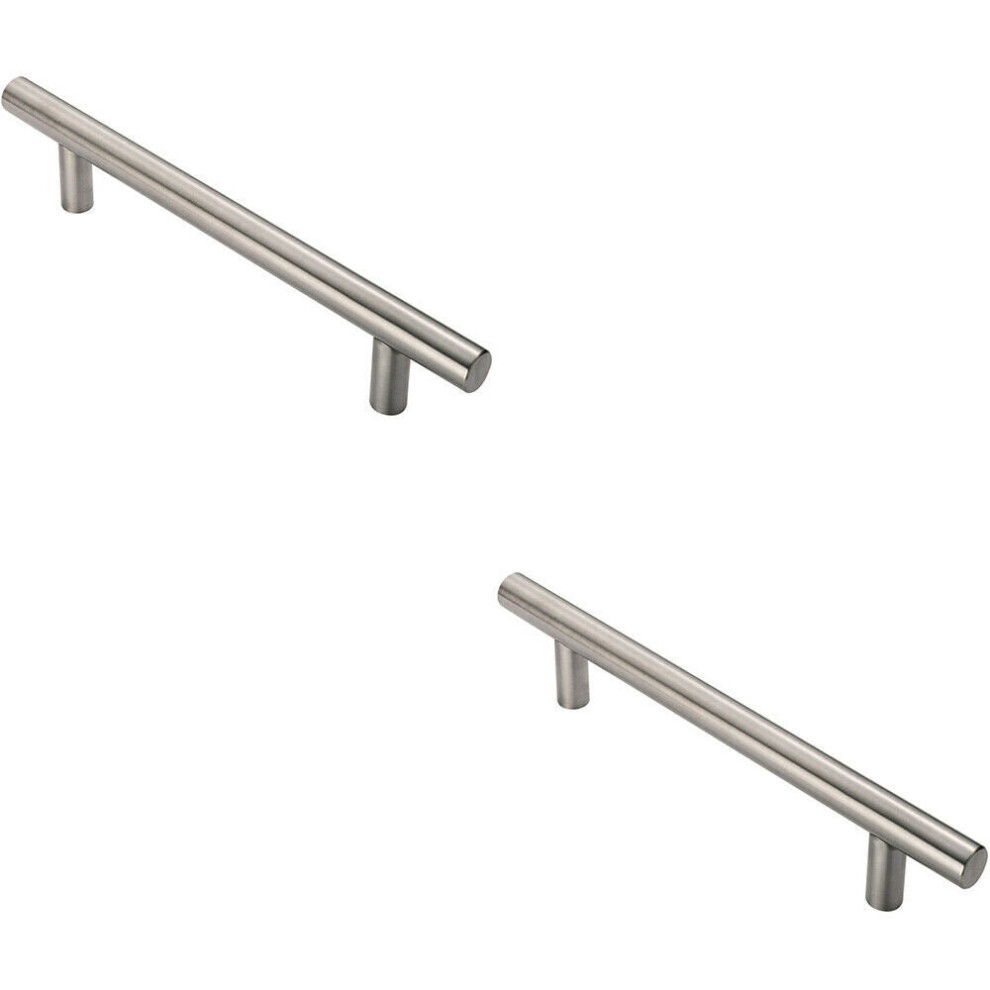 2X Straight T Bar Pull Handle 775 X 30Mm 600Mm Fixing Centres Satin Steel