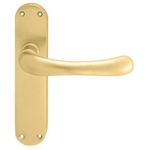 Loops PAIR Smooth Rounded Handle on Shaped Latch Backplate 185 x 42mm Satin Brass