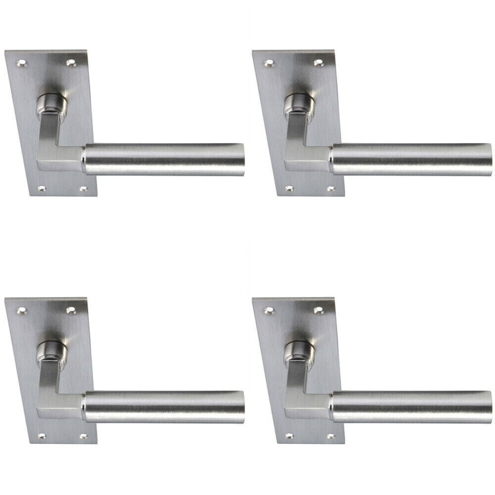 4x PAIR Round Bar Handle on Slim Bathroom Backplate 150 x 50mm Satin Nickel