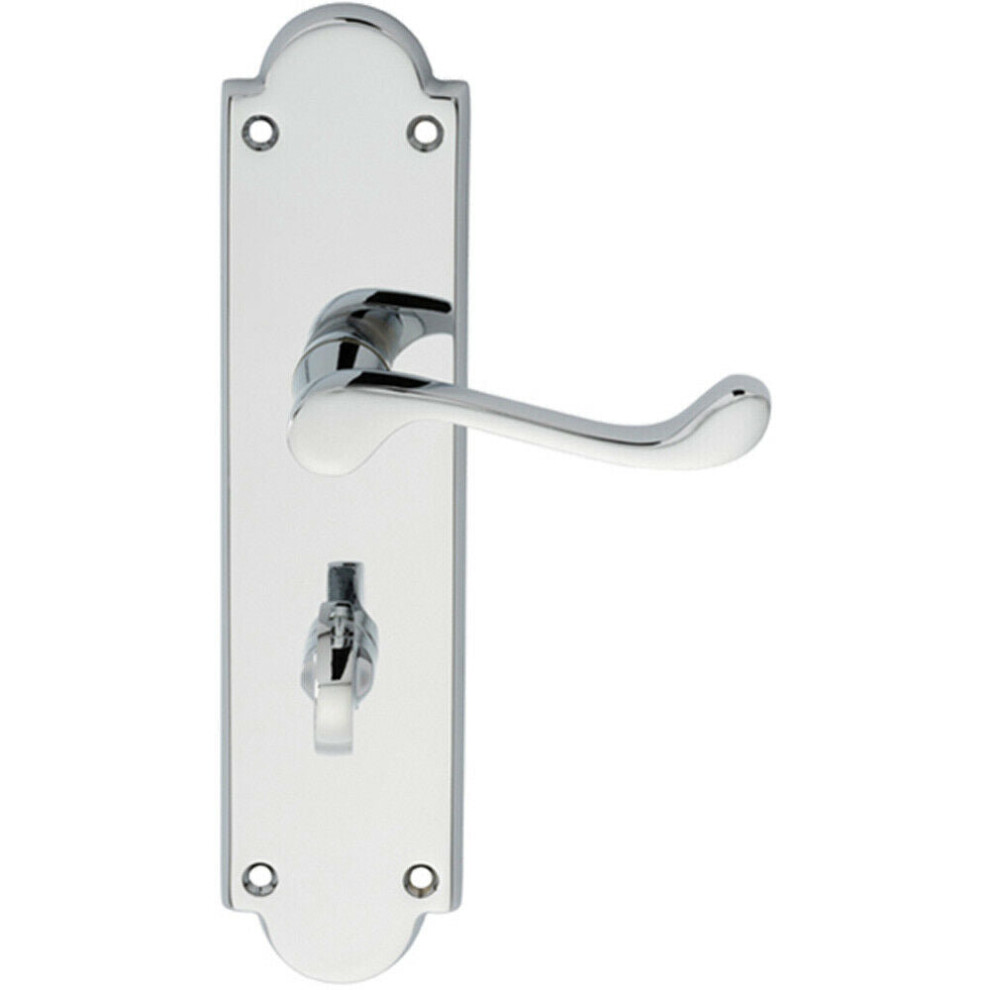 Loops Pair Victorian Scroll Lever On Bathroom Backplate 205 X 49Mm Polished Chrome