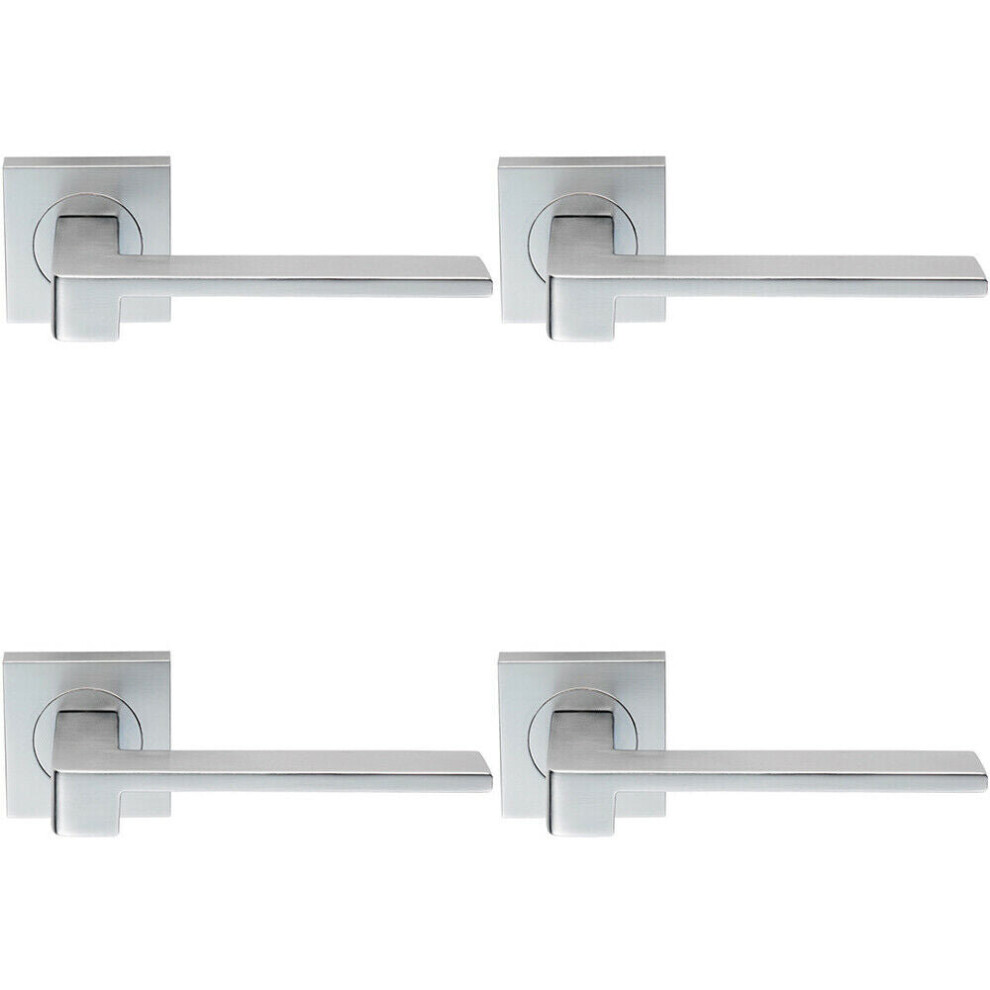 Loops 4X Pair Flat Squared Bar Handle On Square Rose Concealed Fix Satin Chrome