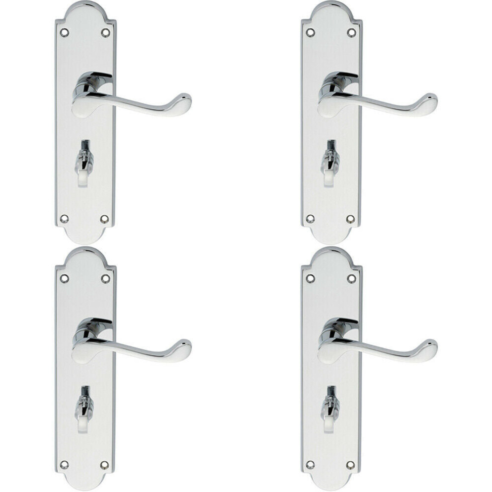 4X Pair Victorian Scroll Lever On Bathroom Backplate 205 X 49Mm Polished Chrome 5056524210055