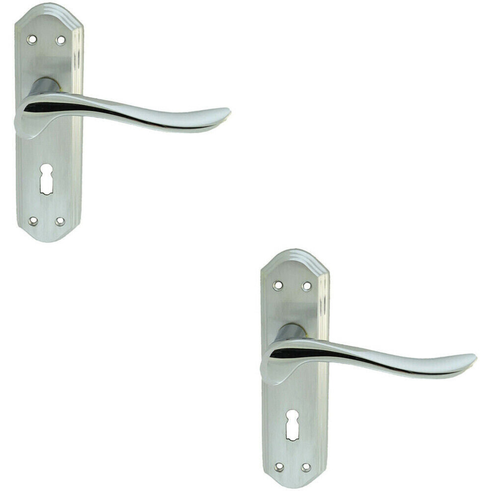 Loops 2X Pair Curved Lever On Sculpted Edge Backplate 180 X 48Mm Satin/Polished Chrome