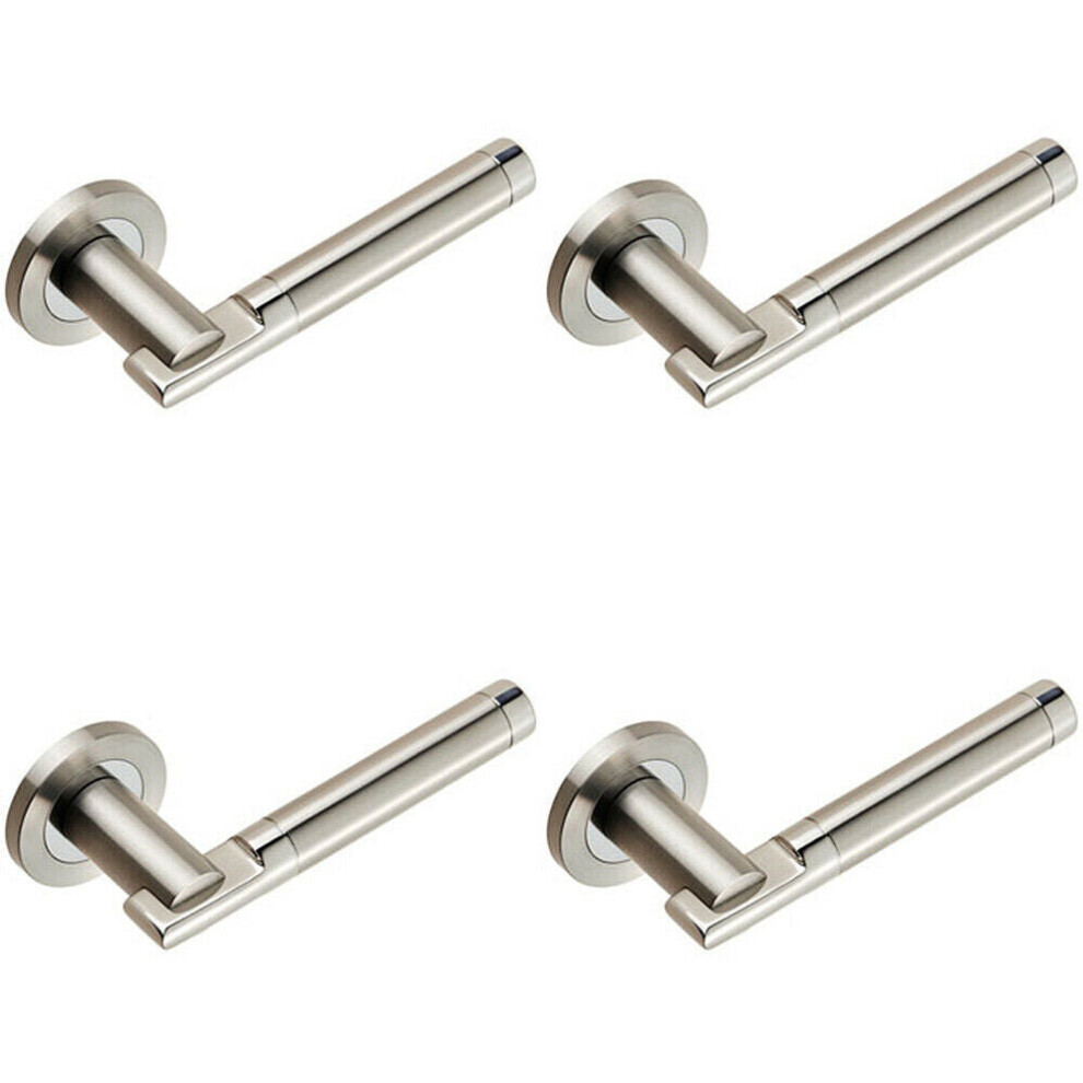 Loops 4X Pair Round Bar Handle On 52Mm Round Rose Concealed Fix Polished Satin Steel