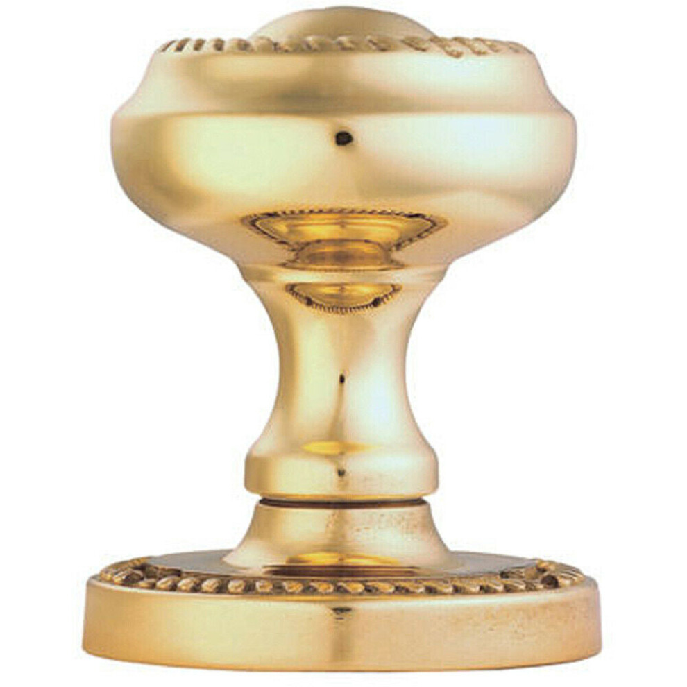 PAIR Chalice Mortice Door Knob 53mm Diameter Rope Detailing Polished Brass