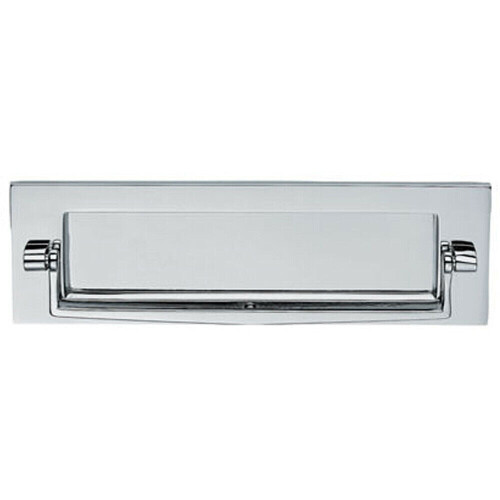 Loops Inward Opening Letter Plate with Knocker 226mm Fixing Centres Polished Chrome