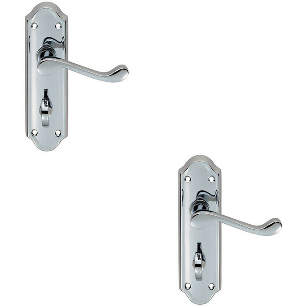 2X Pair Victorian Upturned Lever On Bathroom Backplate 168 X 47Mm Chrome