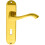 Loops PAIR Curved Handle on Chamfered Lock Backplate 180 x 40mm Polished Brass 1