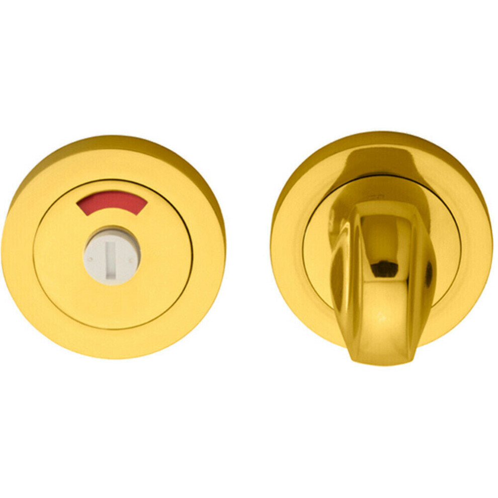 Thumbturn Lock And Release Handle With Indicator 50mm Dia Polished Brass