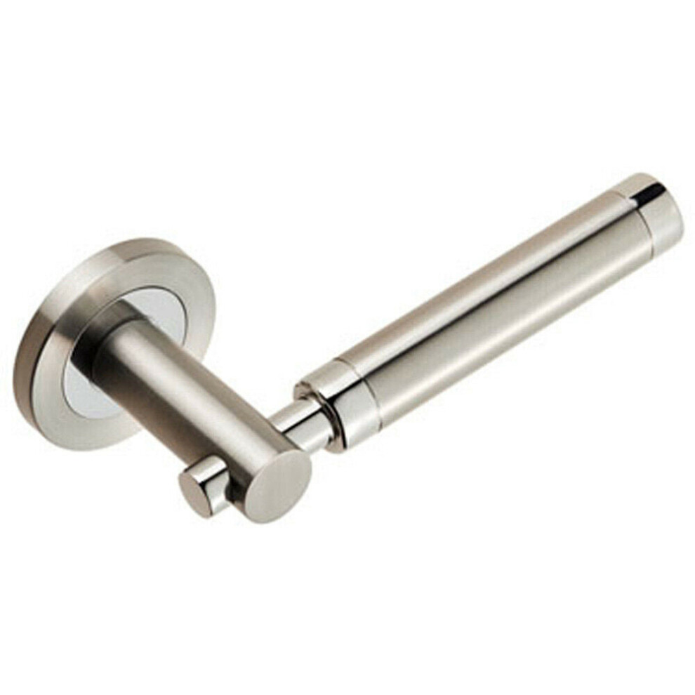 Loops Pair Sectional Round Bar Lever Concealed Fix Round Rose Polished Satin Steel