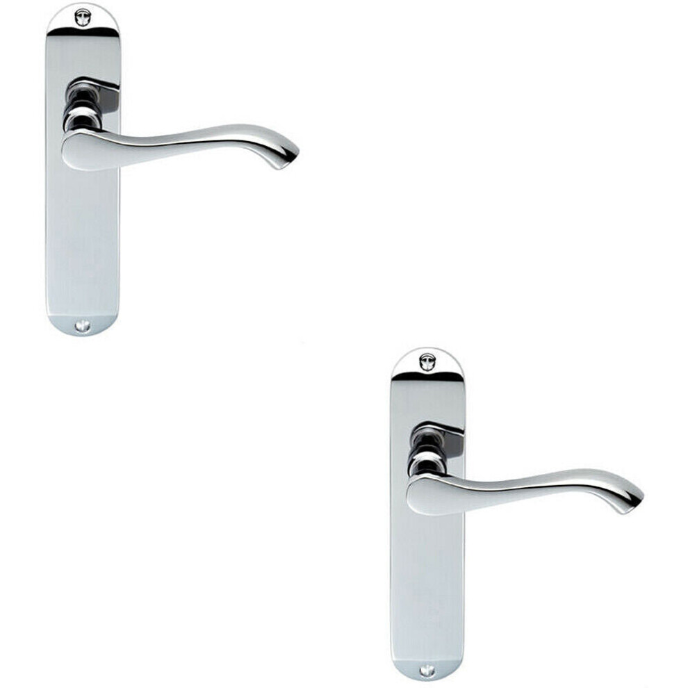 Loops 2X Pair Curved Handle On Chamfered Latch Backplate 180 X 40Mm Polished Chrome